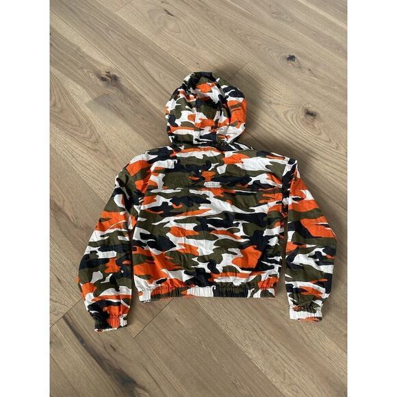 New Look Womens Orange Green and Black Camo Full Zip Hooded Jacket Size Medium - Picture 5 of 9
